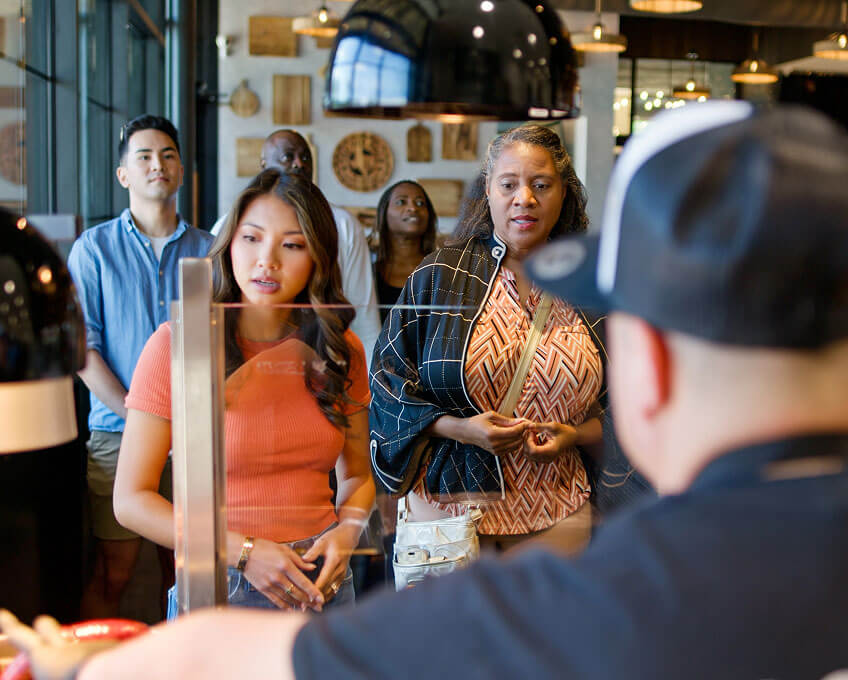 Picking up food order